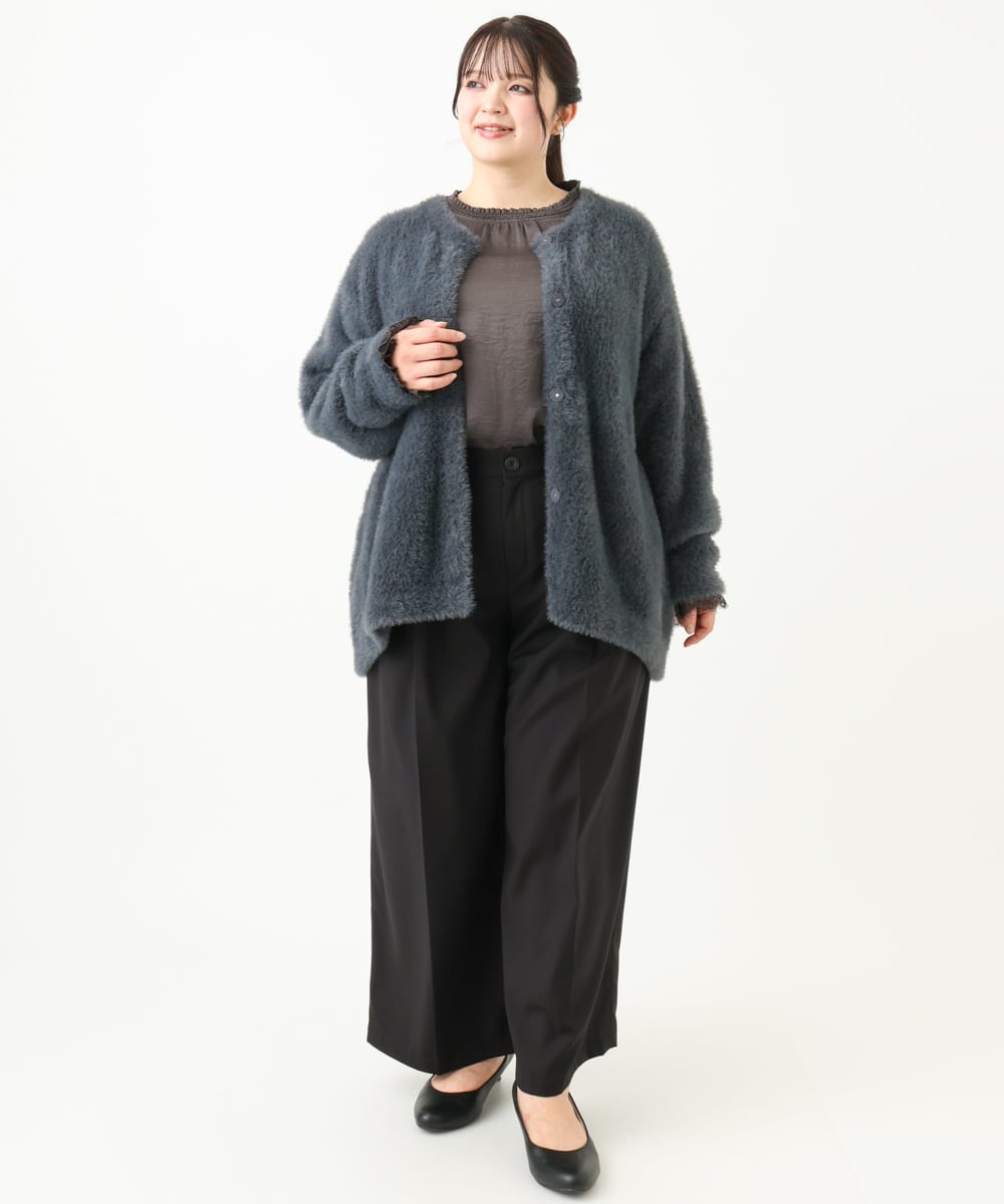 OLLLV25129 eur3(エウルキューブ) 【大きいサイズ】タックパンツ ブラック(94)