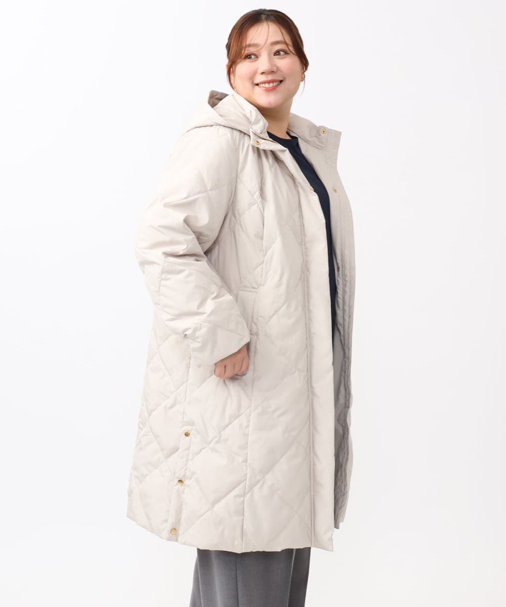 OLUAA01349 eur3(エウルキューブ) 【大きいサイズ】ロングダウンコート グレージュ(89)