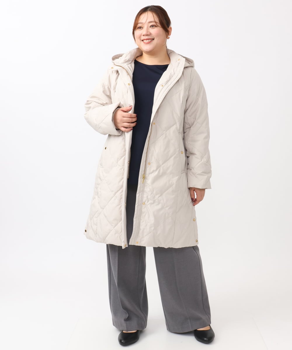 OLUAA01349 eur3(エウルキューブ) 【大きいサイズ】ロングダウンコート グレージュ(89)