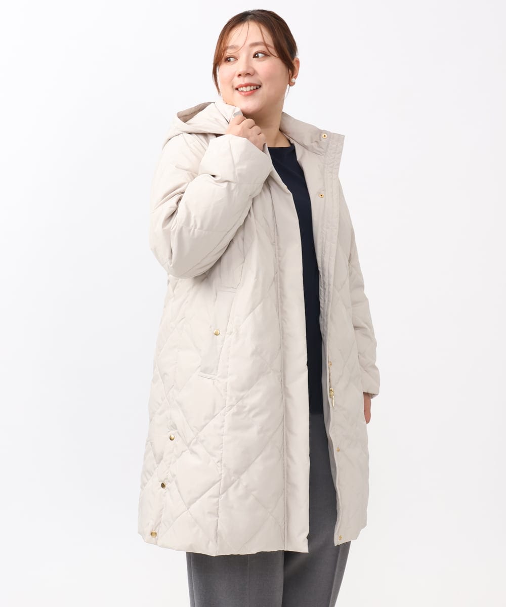 OLUAA01349 eur3(エウルキューブ) 【大きいサイズ】ロングダウンコート グレージュ(89)