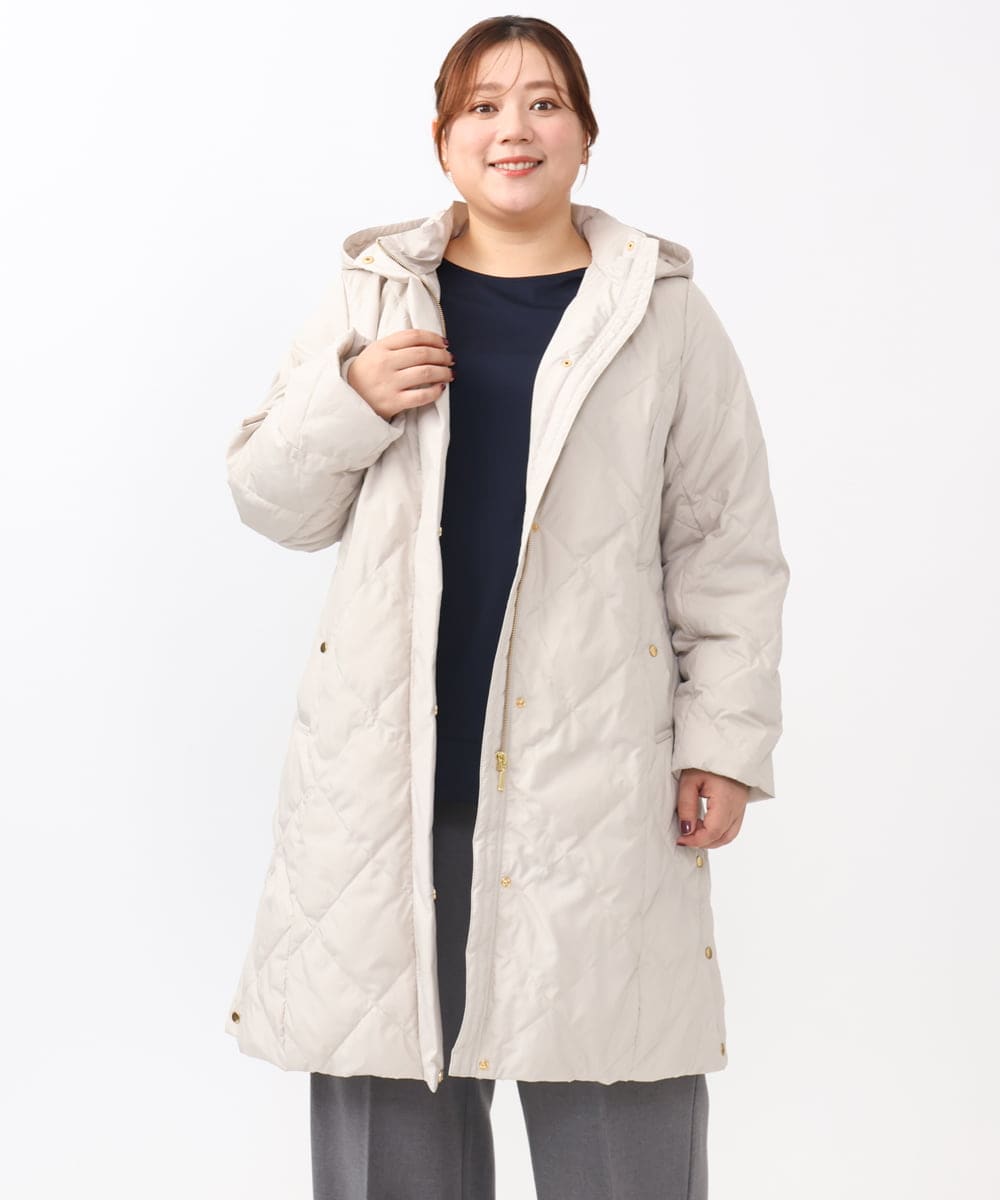 OLUAA01349 eur3(エウルキューブ) 【大きいサイズ】ロングダウンコート グレージュ(89)