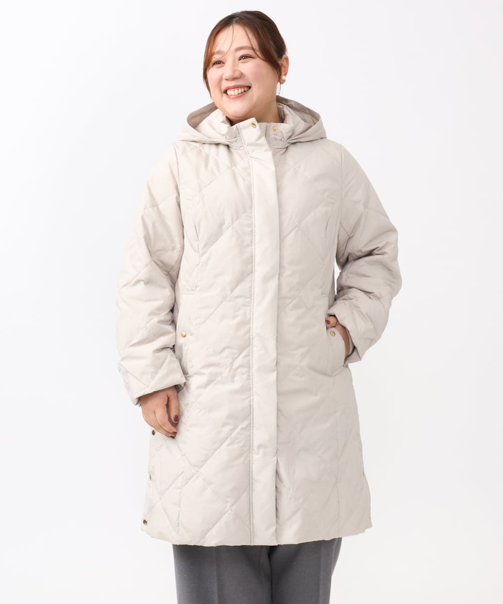 OLUAA01349 eur3(エウルキューブ) 【大きいサイズ】ロングダウンコート グレージュ(89)