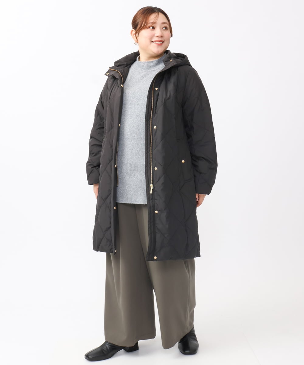 OLUAA01349 eur3(エウルキューブ) 【大きいサイズ】ロングダウンコート ブラック(94)