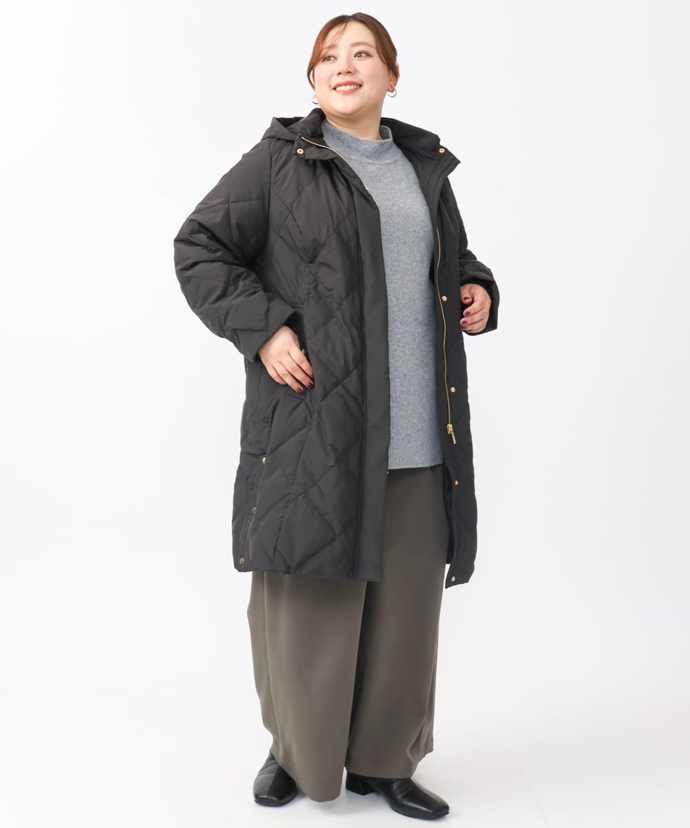 OLUAA01349 eur3(エウルキューブ) 【大きいサイズ】ロングダウンコート ブラック(94)