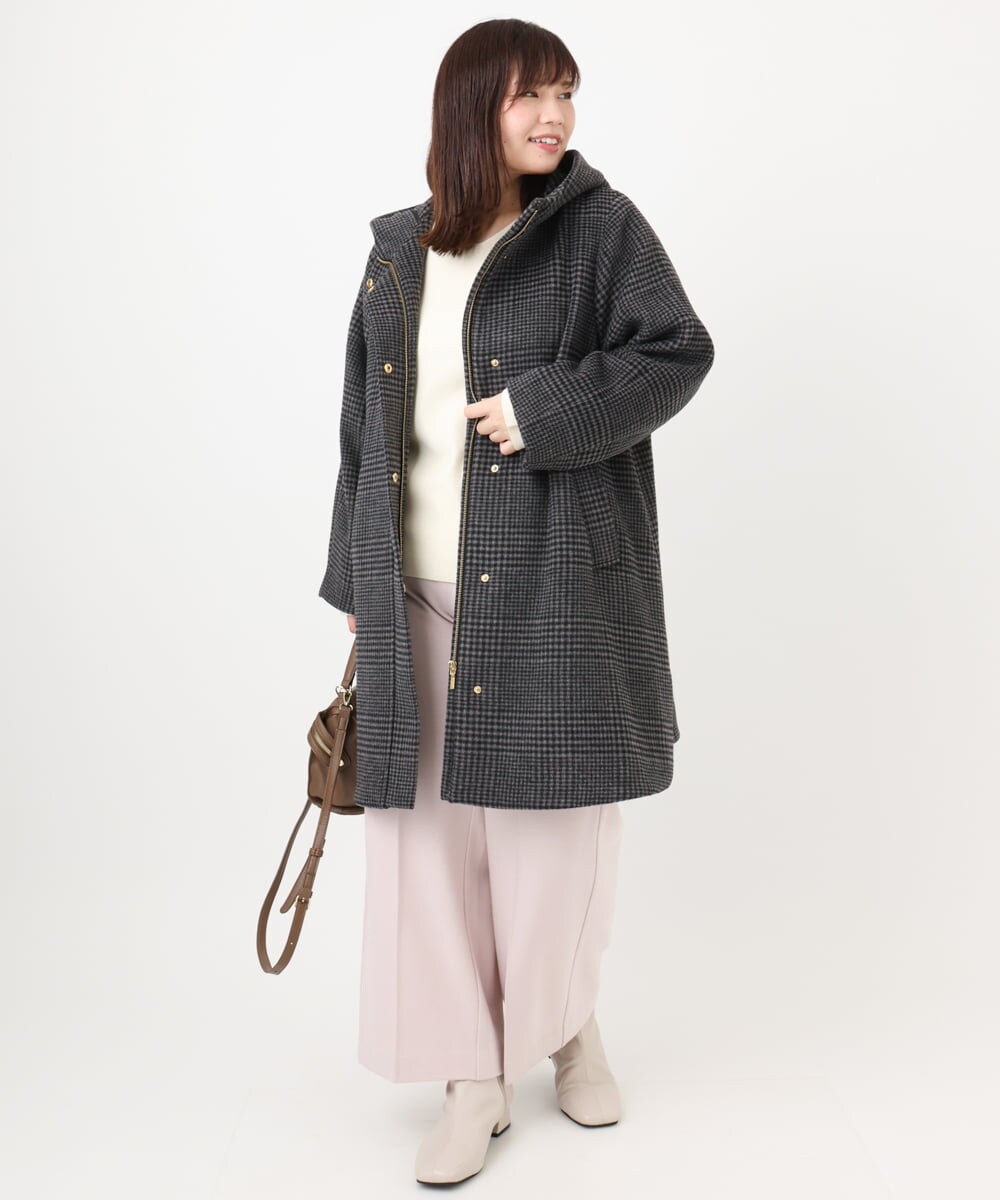 OLUAD01349 eur3(エウルキューブ) 【大きいサイズ】ライトカシミヤウールコート モカ(84)