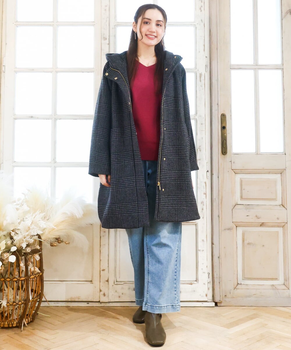 OLUAD01349 eur3(エウルキューブ) 【大きいサイズ】ライトカシミヤウールコート モカ(84)