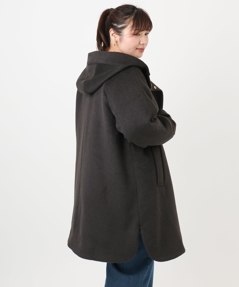OLUAD01349 eur3(エウルキューブ) 【大きいサイズ】ライトカシミヤウールコート ダークブラウン(87)