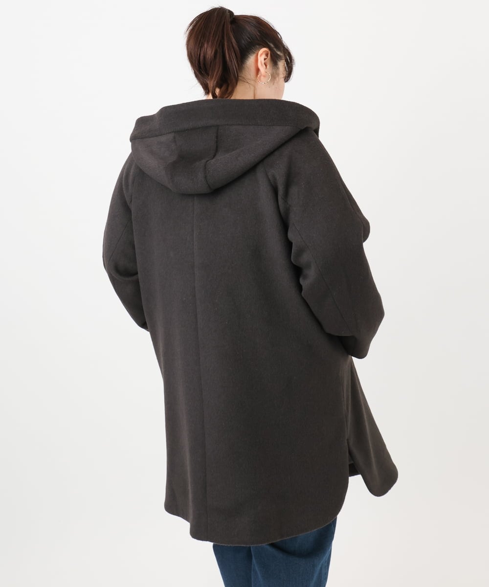 OLUAD01349 eur3(エウルキューブ) 【大きいサイズ】ライトカシミヤウールコート ダークブラウン(87)