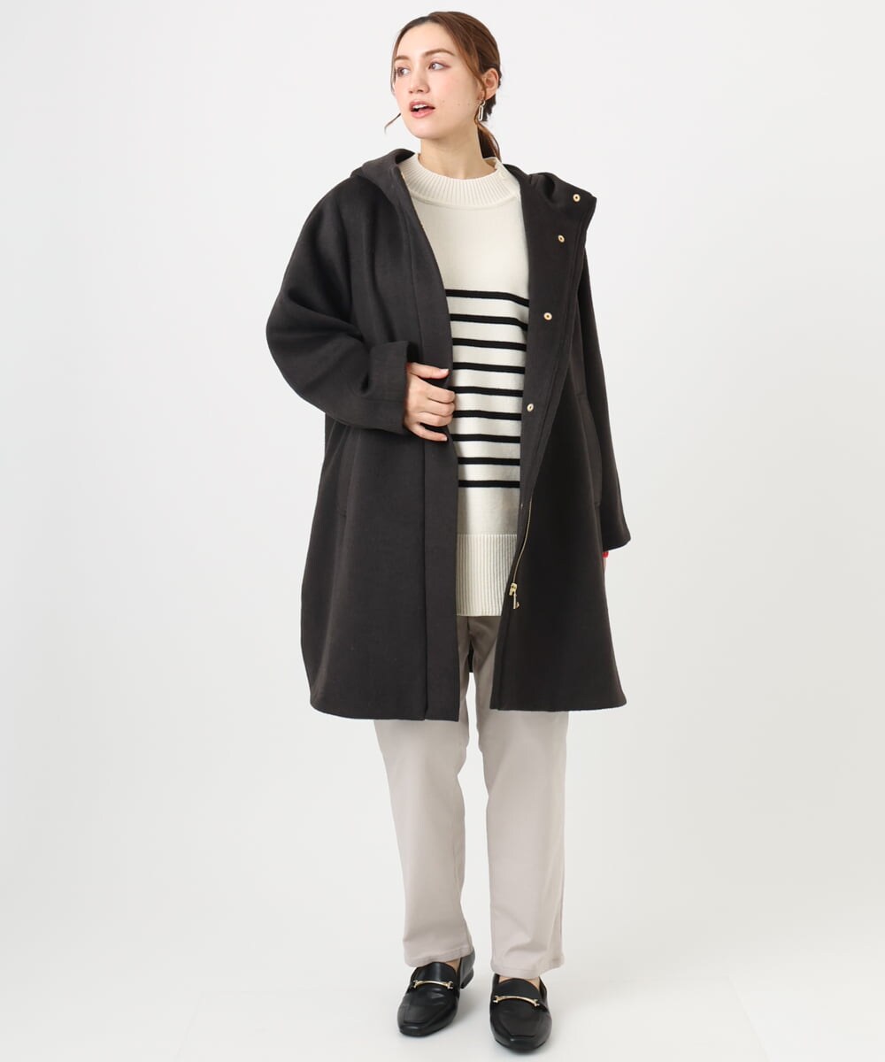 OLUAD01349 eur3(エウルキューブ) 【大きいサイズ】ライトカシミヤウールコート ダークブラウン(87)