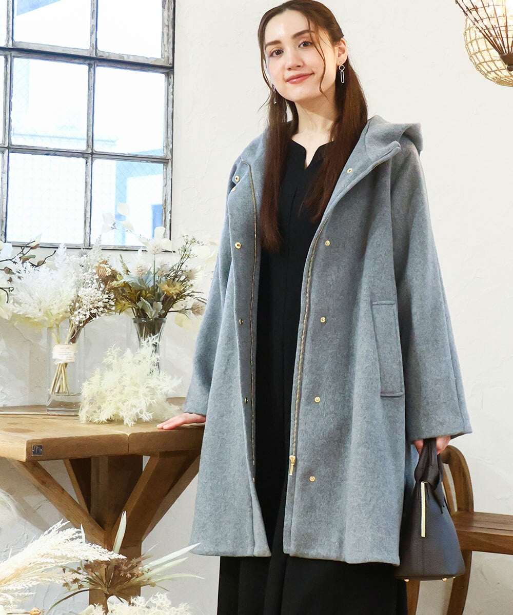 OLUAD01349 eur3(エウルキューブ) 【大きいサイズ】ライトカシミヤウールコート ダークグレー(93)限定カラー