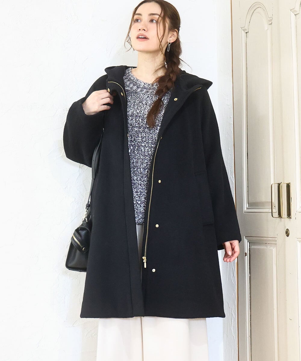 OLUAD01349 eur3(エウルキューブ) 【大きいサイズ】ライトカシミヤウールコート ブラック(94)