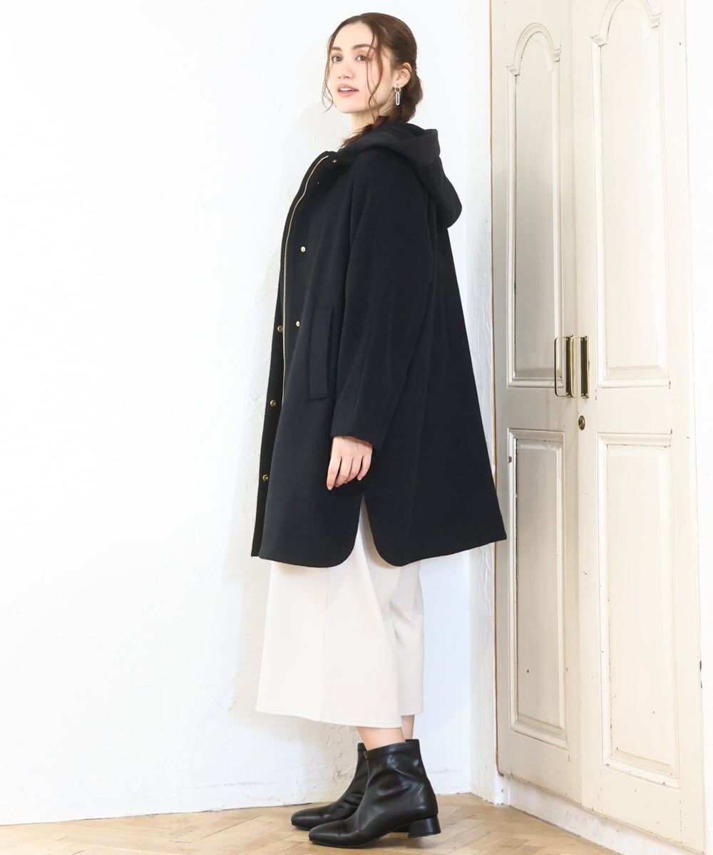 OLUAD01349 eur3(エウルキューブ) 【大きいサイズ】ライトカシミヤウールコート ブラック(94)