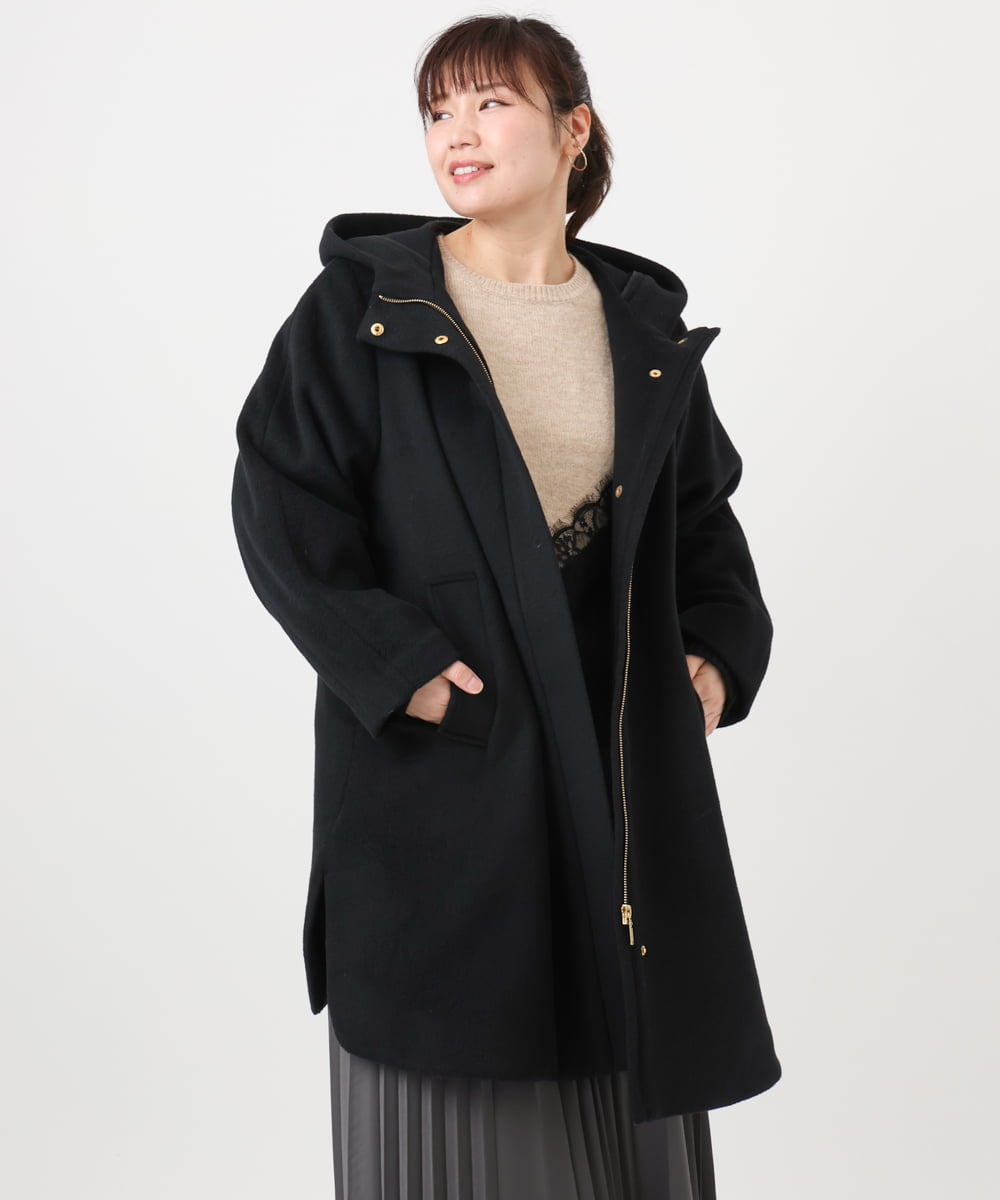 OLUAD01349 eur3(エウルキューブ) 【大きいサイズ】ライトカシミヤウールコート ブラック(94)