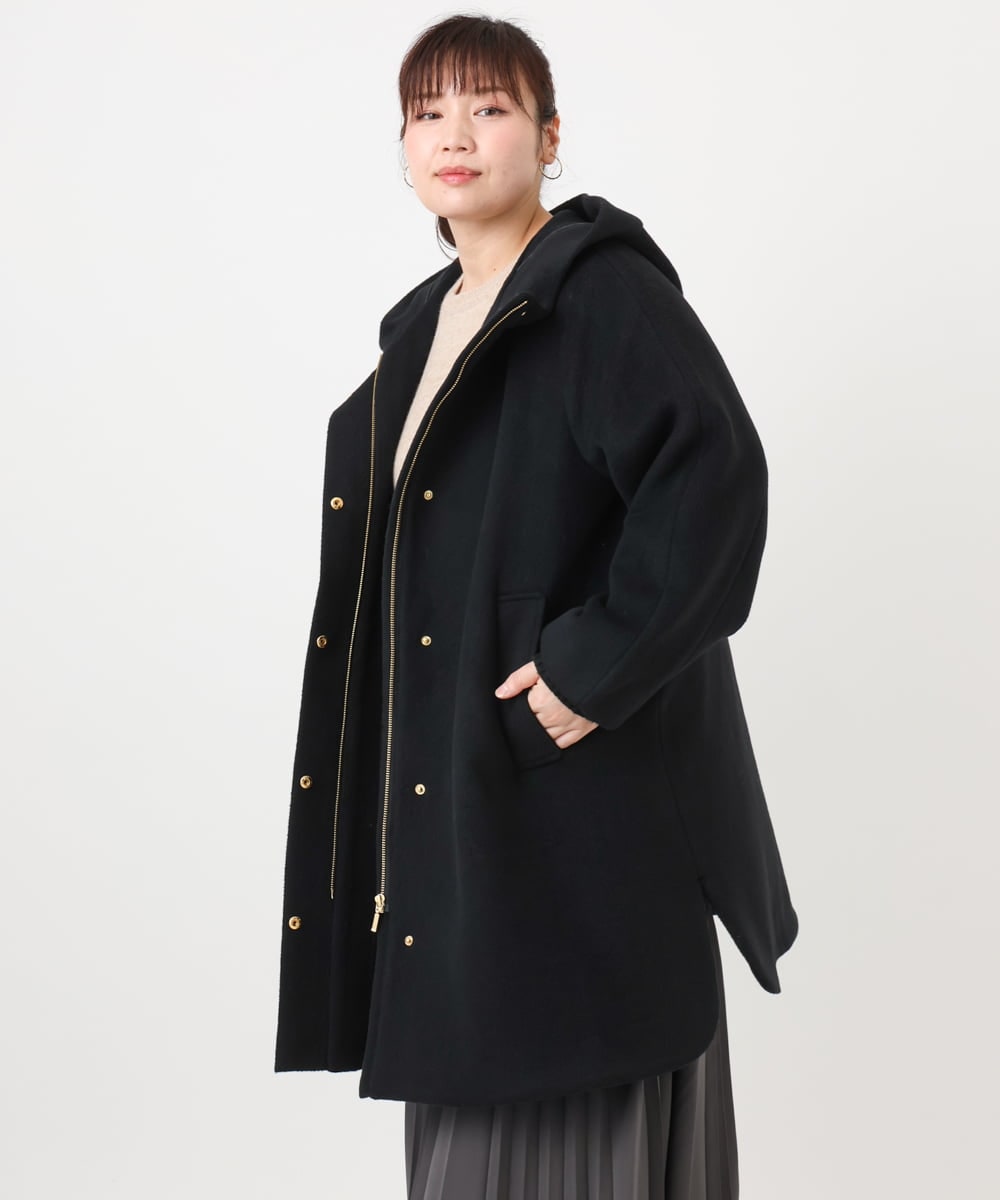 OLUAD01349 eur3(エウルキューブ) 【大きいサイズ】ライトカシミヤウールコート ブラック(94)