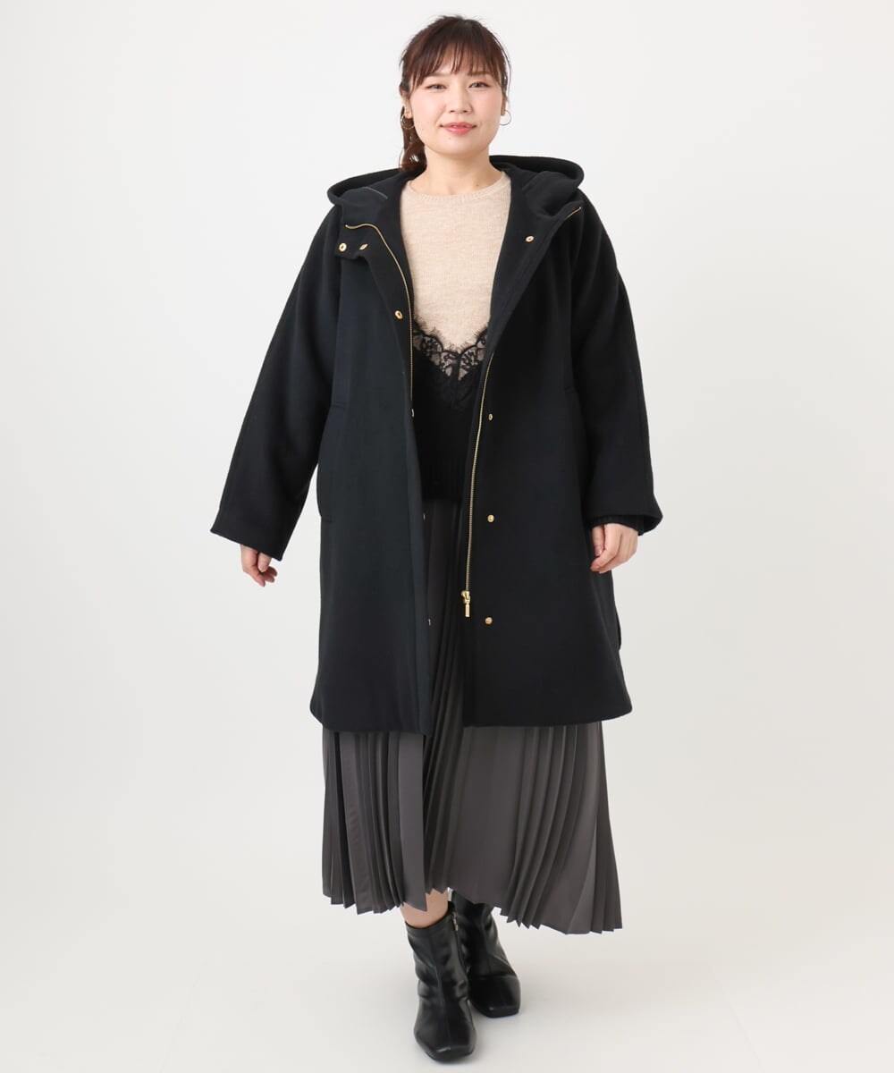 OLUAD01349 eur3(エウルキューブ) 【大きいサイズ】ライトカシミヤウールコート ブラック(94)