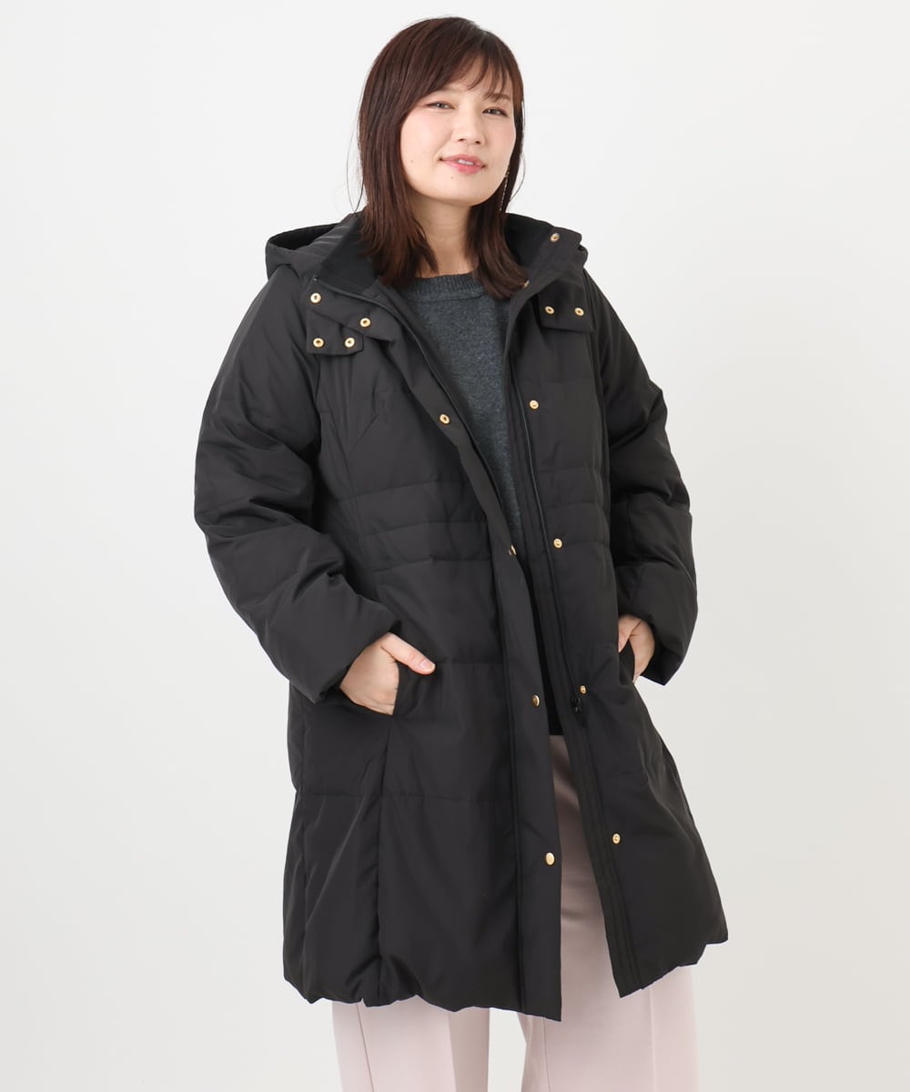 OLUAD03349 eur3(エウルキューブ) 【大きいサイズ】フードロングダウンコート ブラック(94)
