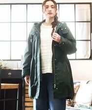 OLUAD04369 eur3(エウルキューブ) 【WEB/一部店舗限定】【大きいサイズ】ライナー付フーディーコート グリーン(35)