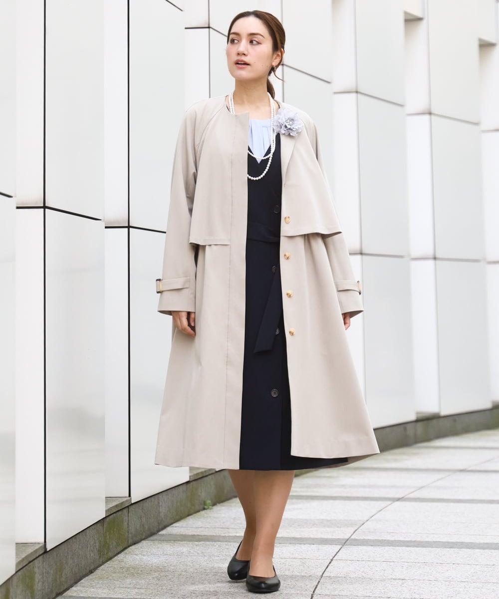 OLUBD09239 eur3(エウルキューブ) 【大きいサイズ】ノーカラートレンチコート ベージュ(82)