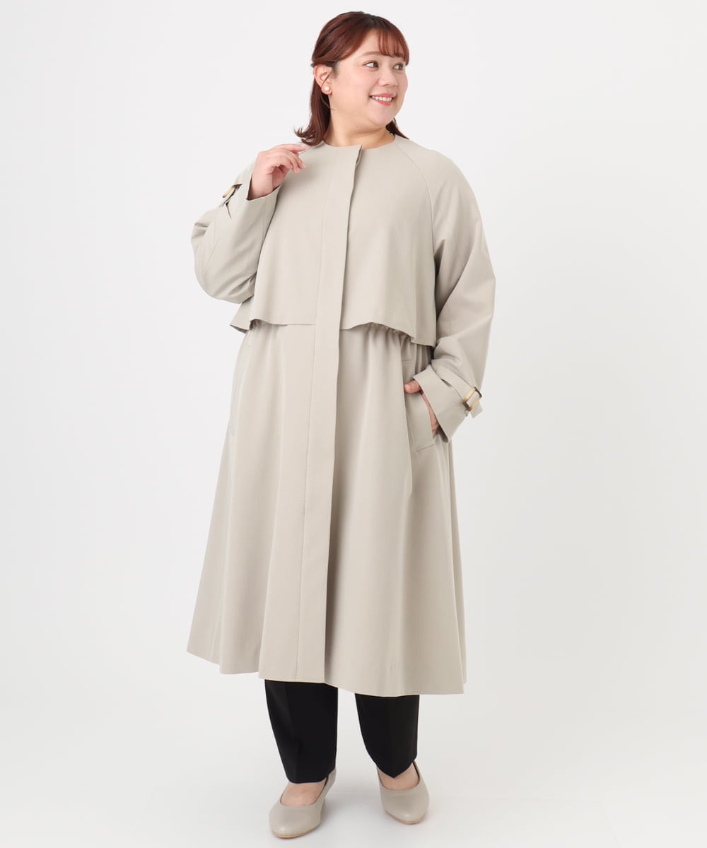 OLUBD09239 eur3(エウルキューブ) 【大きいサイズ】ノーカラートレンチコート ベージュ(82)