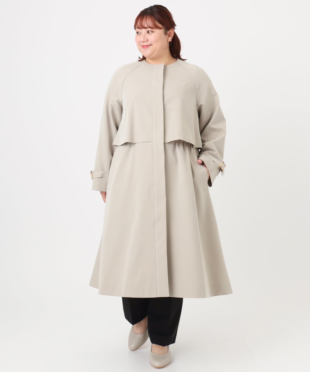 OLUBD09239 eur3(エウルキューブ) 【大きいサイズ】ノーカラートレンチコート ベージュ(82)