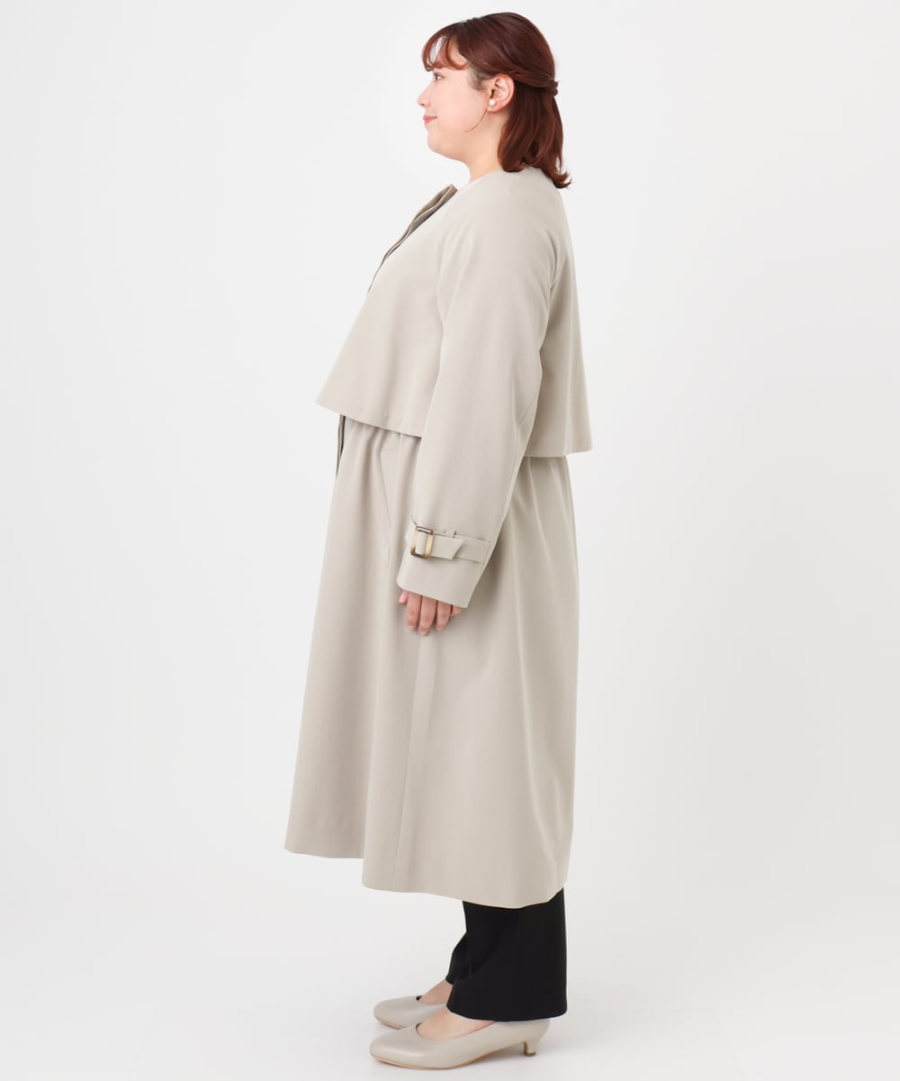 OLUBD09239 eur3(エウルキューブ) 【大きいサイズ】ノーカラートレンチコート ベージュ(82)
