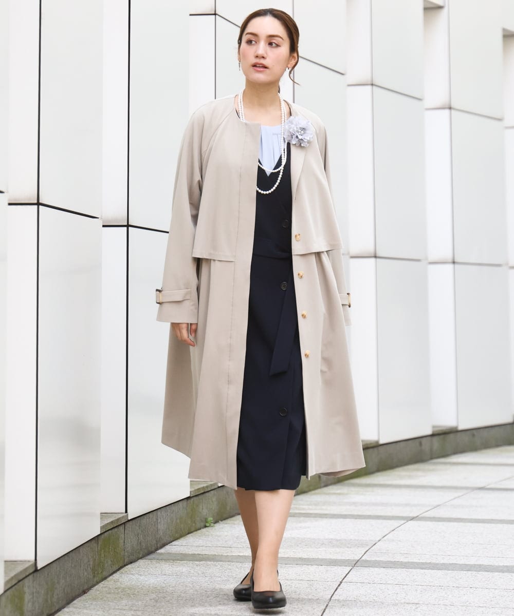 OLUBD09239 eur3(エウルキューブ) 【大きいサイズ】ノーカラートレンチコート ベージュ(82)