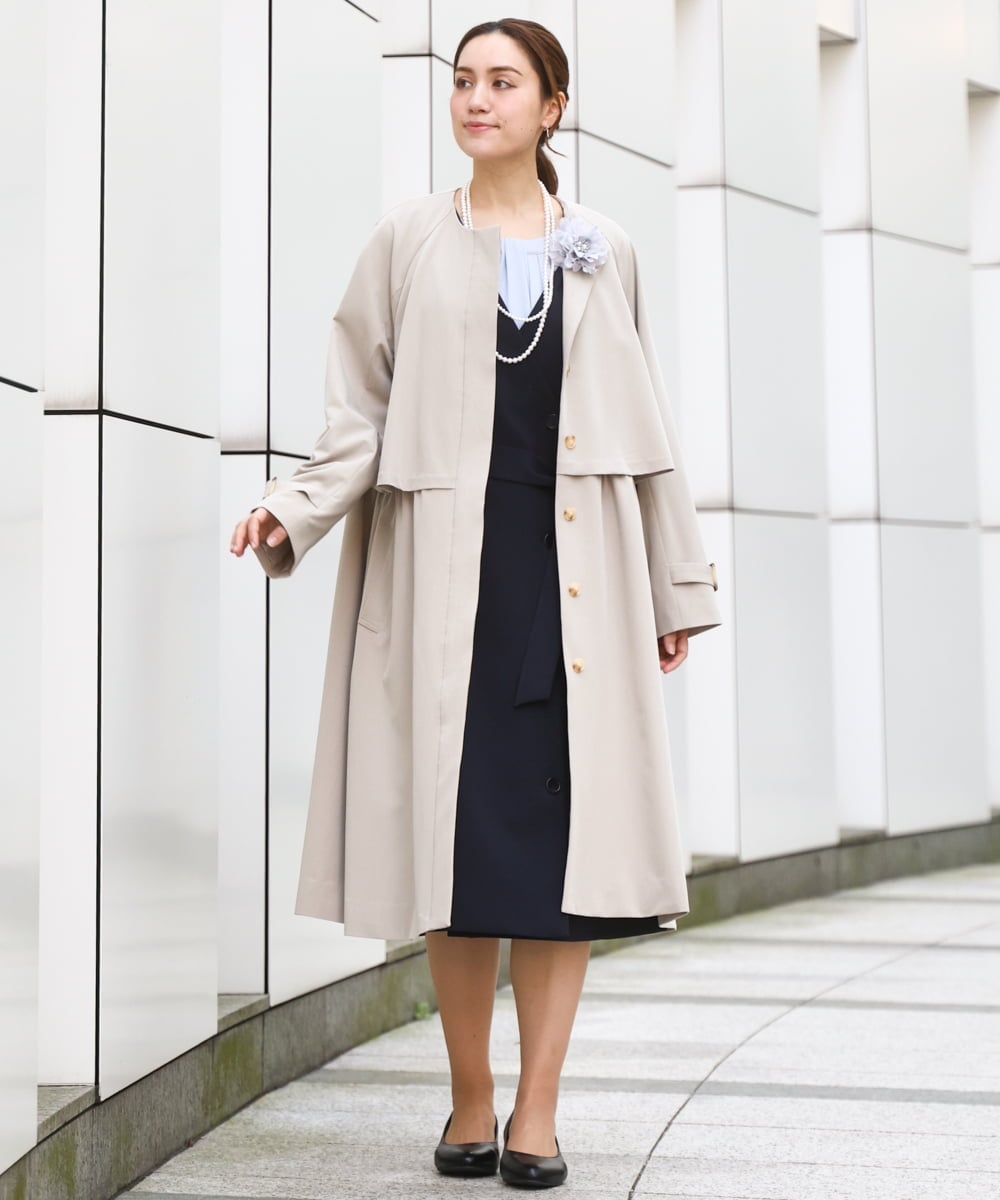 OLUBD09239 eur3(エウルキューブ) 【大きいサイズ】ノーカラートレンチコート ベージュ(82)