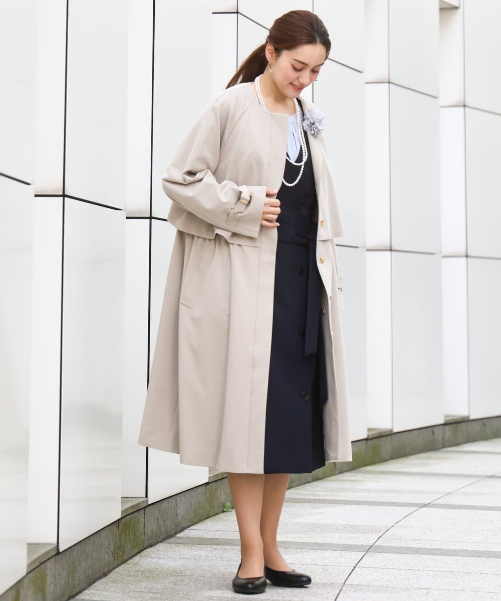 OLUBD09239 eur3(エウルキューブ) 【大きいサイズ】ノーカラートレンチコート ベージュ(82)