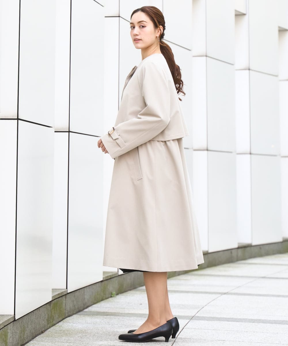 OLUBD09239 eur3(エウルキューブ) 【大きいサイズ】ノーカラートレンチコート ベージュ(82)