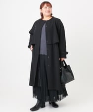OLUBD09239 eur3(エウルキューブ) 【大きいサイズ】ノーカラートレンチコート ブラック(94)