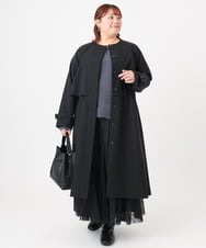 OLUBD09239 eur3(エウルキューブ) 【大きいサイズ】ノーカラートレンチコート ブラック(94)