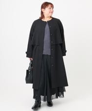 OLUBD09239 eur3(エウルキューブ) 【大きいサイズ】ノーカラートレンチコート ブラック(94)