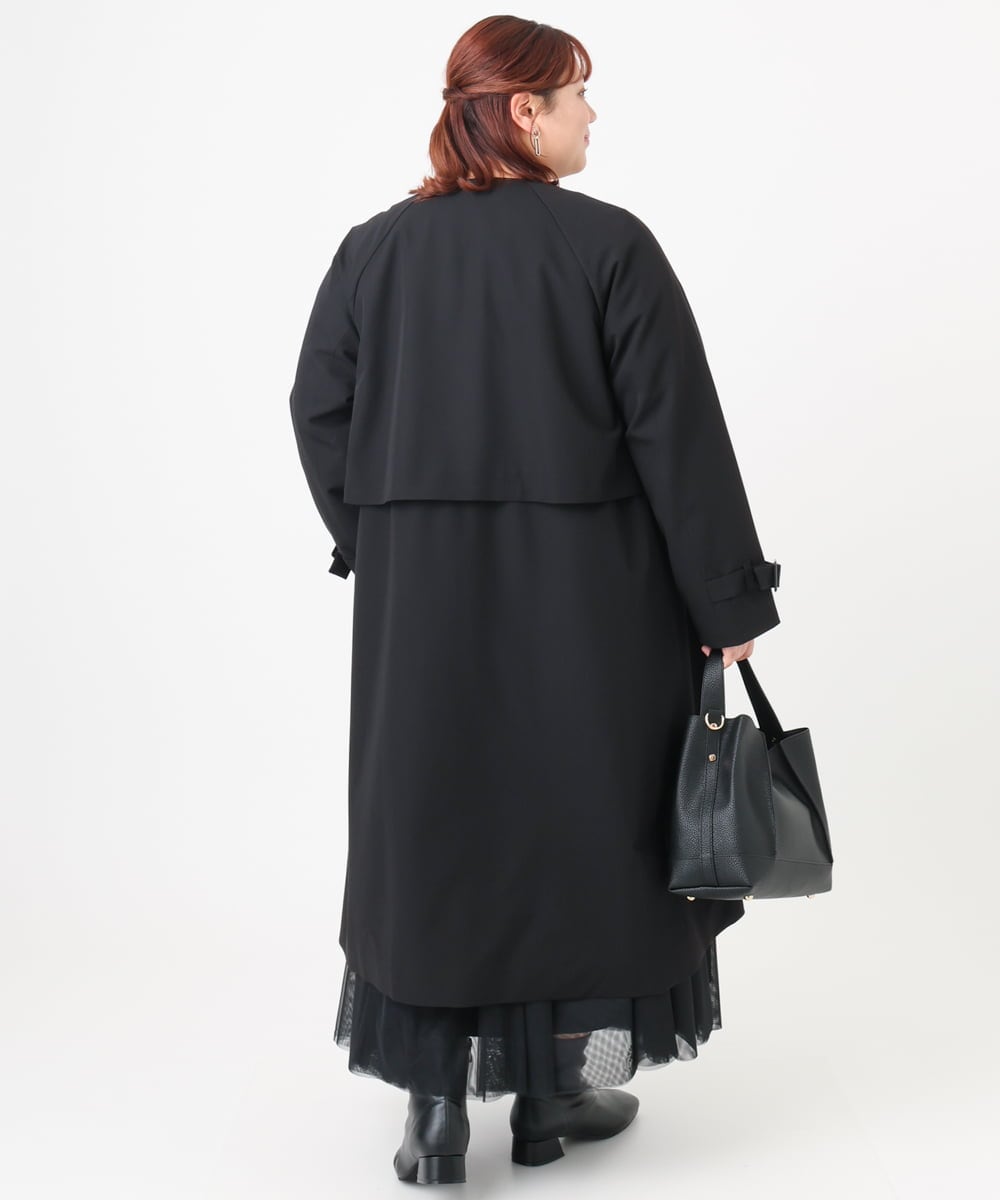 OLUBD09239 eur3(エウルキューブ) 【大きいサイズ】ノーカラートレンチコート ブラック(94)