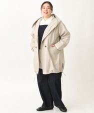 OLUCV01169 eur3(エウルキューブ) 【大きいサイズ】ドロップショルダーフーディーライトアウター ライトグレー(91)