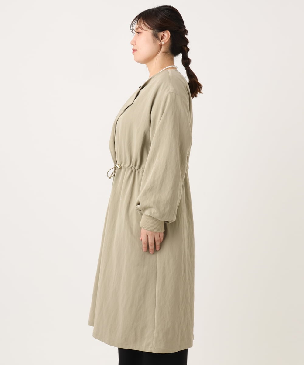 OLULA05199 eur3(エウルキューブ) 【大きいサイズ】ノーカラーロングコート ベージュ(82)