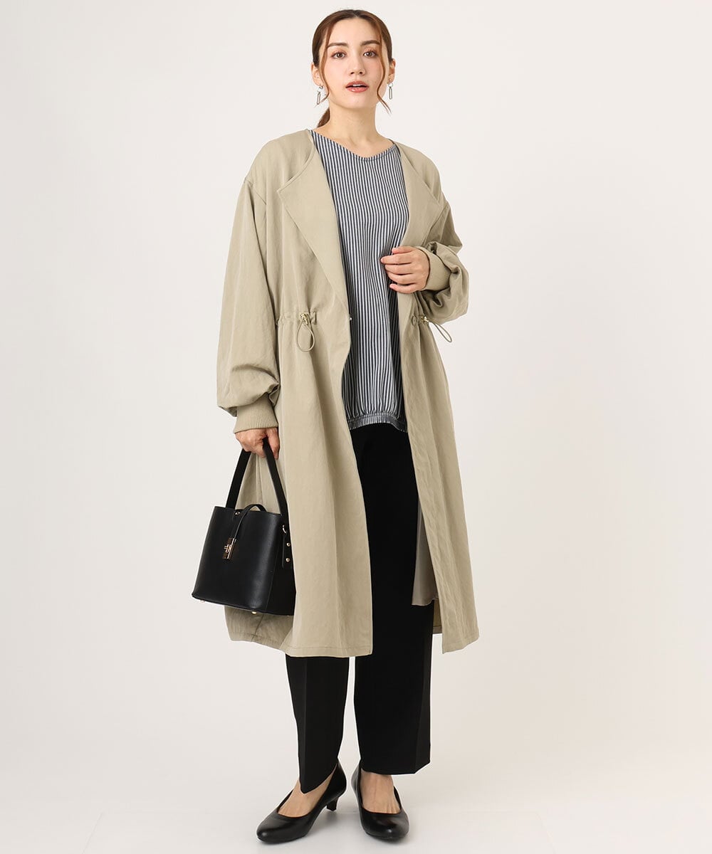 OLULA05199 eur3(エウルキューブ) 【大きいサイズ】ノーカラーロングコート ベージュ(82)