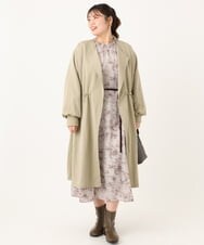 OLULA05199 eur3(エウルキューブ) 【大きいサイズ】ノーカラーロングコート ベージュ(82)