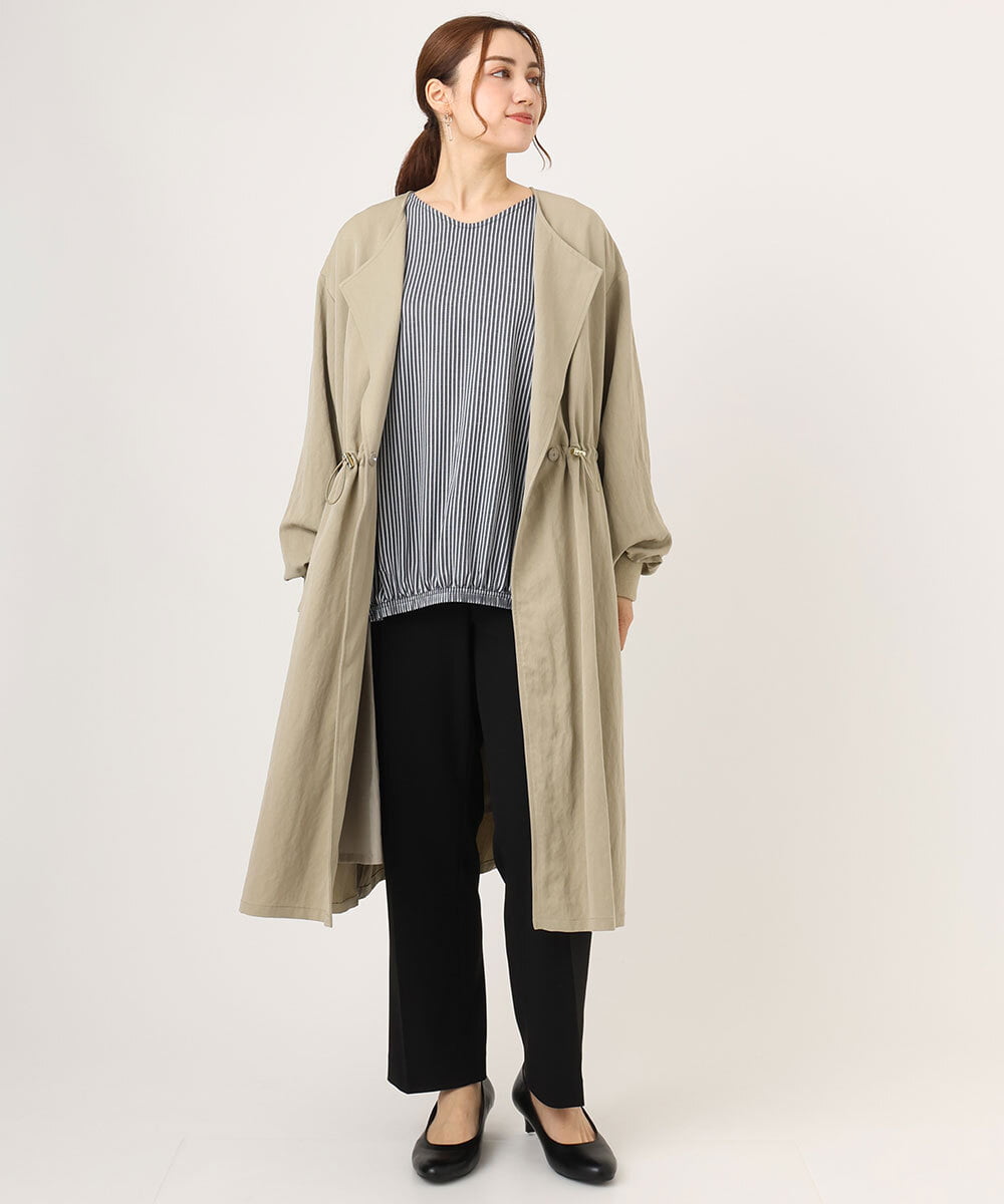 OLULA05199 eur3(エウルキューブ) 【大きいサイズ】ノーカラーロングコート ベージュ(82)