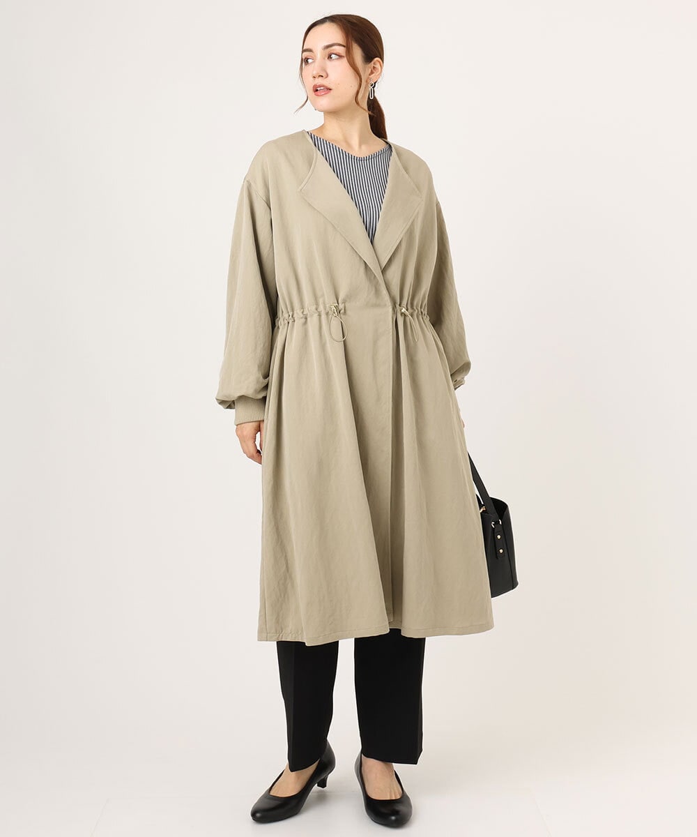 OLULA05199 eur3(エウルキューブ) 【大きいサイズ】ノーカラーロングコート ベージュ(82)