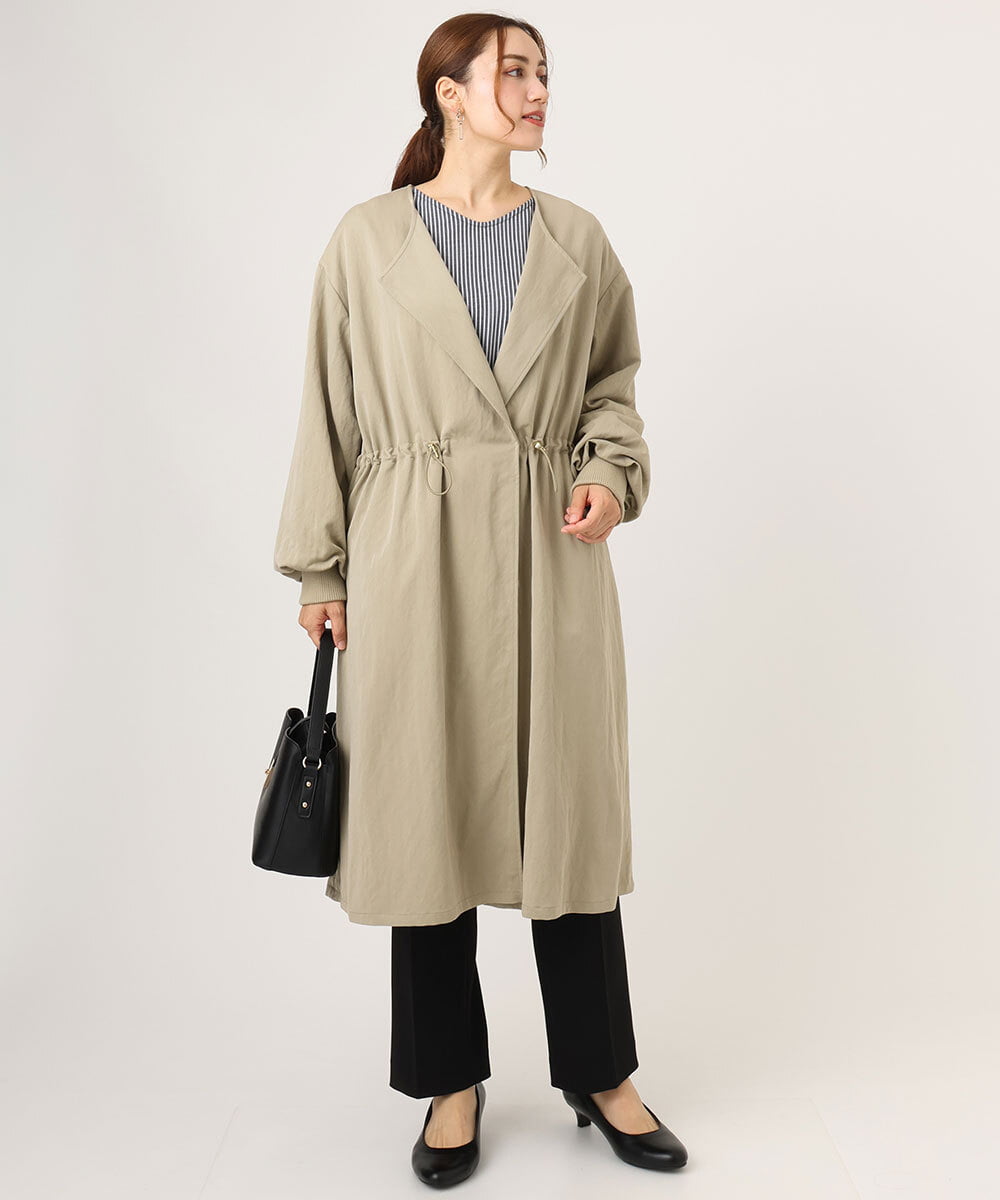 OLULA05199 eur3(エウルキューブ) 【大きいサイズ】ノーカラーロングコート ベージュ(82)