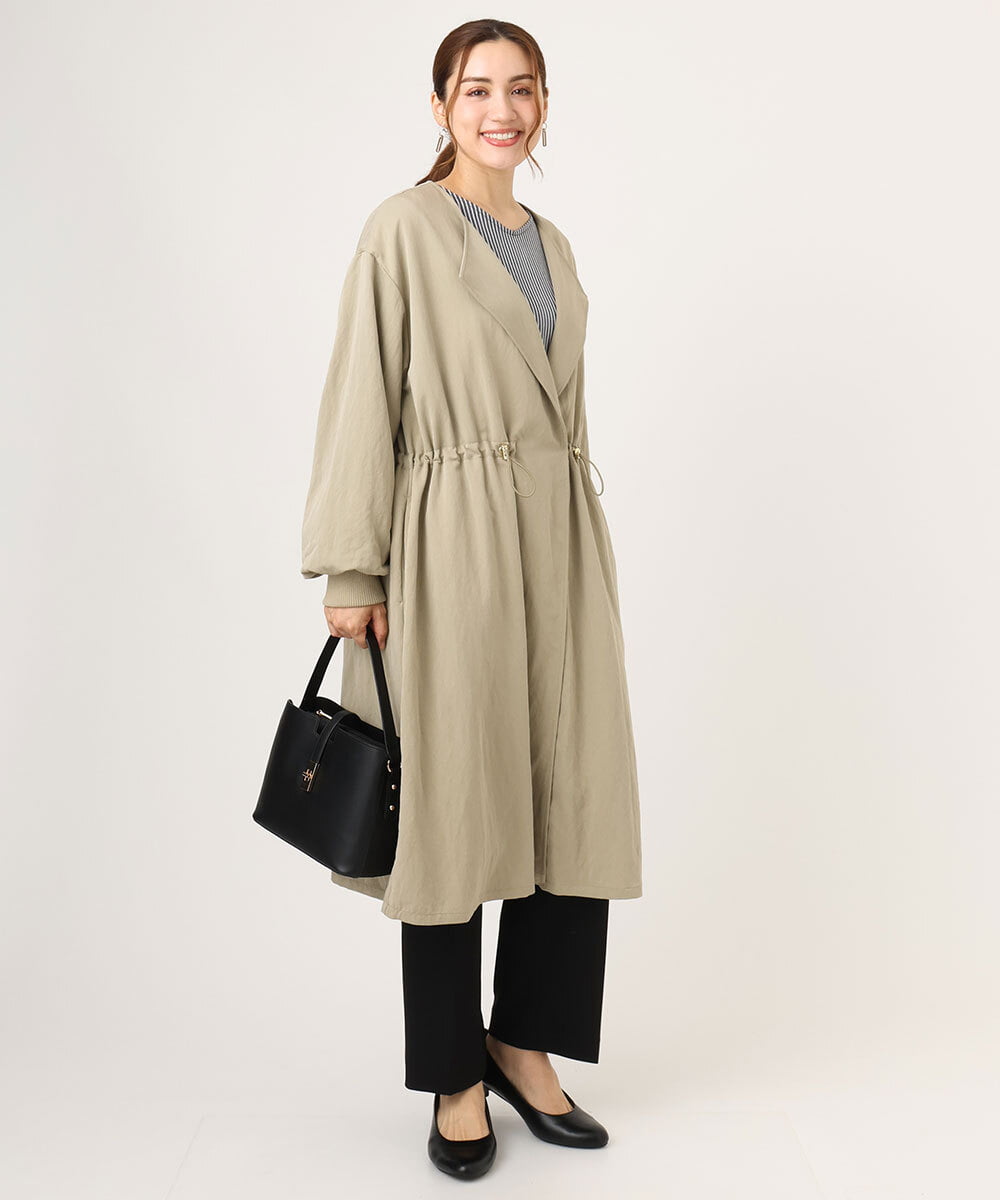 OLULA05199 eur3(エウルキューブ) 【大きいサイズ】ノーカラーロングコート ベージュ(82)