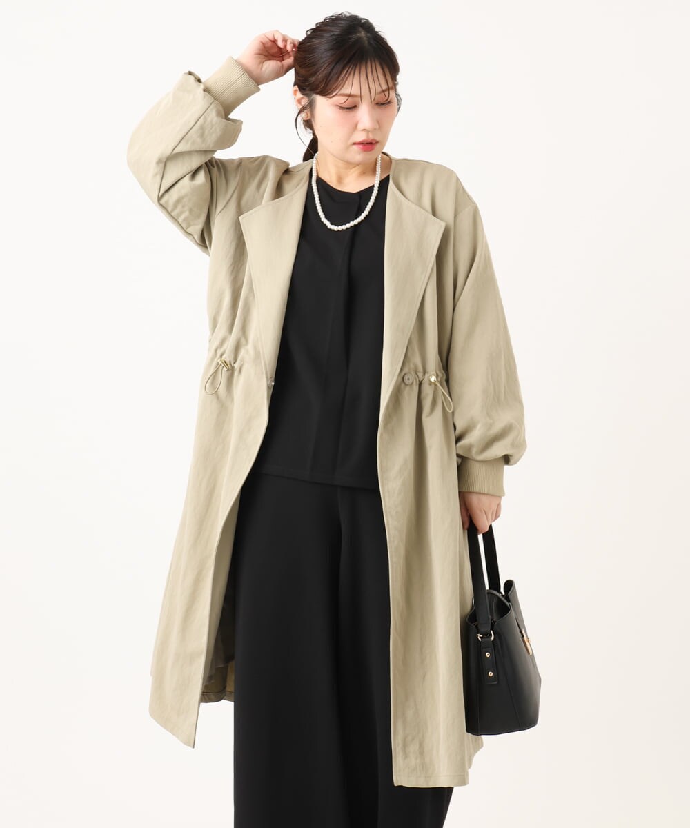 OLULA05199 eur3(エウルキューブ) 【大きいサイズ】ノーカラーロングコート ベージュ(82)