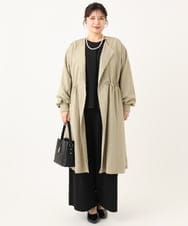 OLULA05199 eur3(エウルキューブ) 【大きいサイズ】ノーカラーロングコート ベージュ(82)