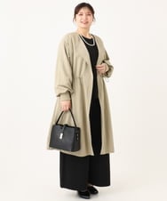 OLULA05199 eur3(エウルキューブ) 【大きいサイズ】ノーカラーロングコート ベージュ(82)