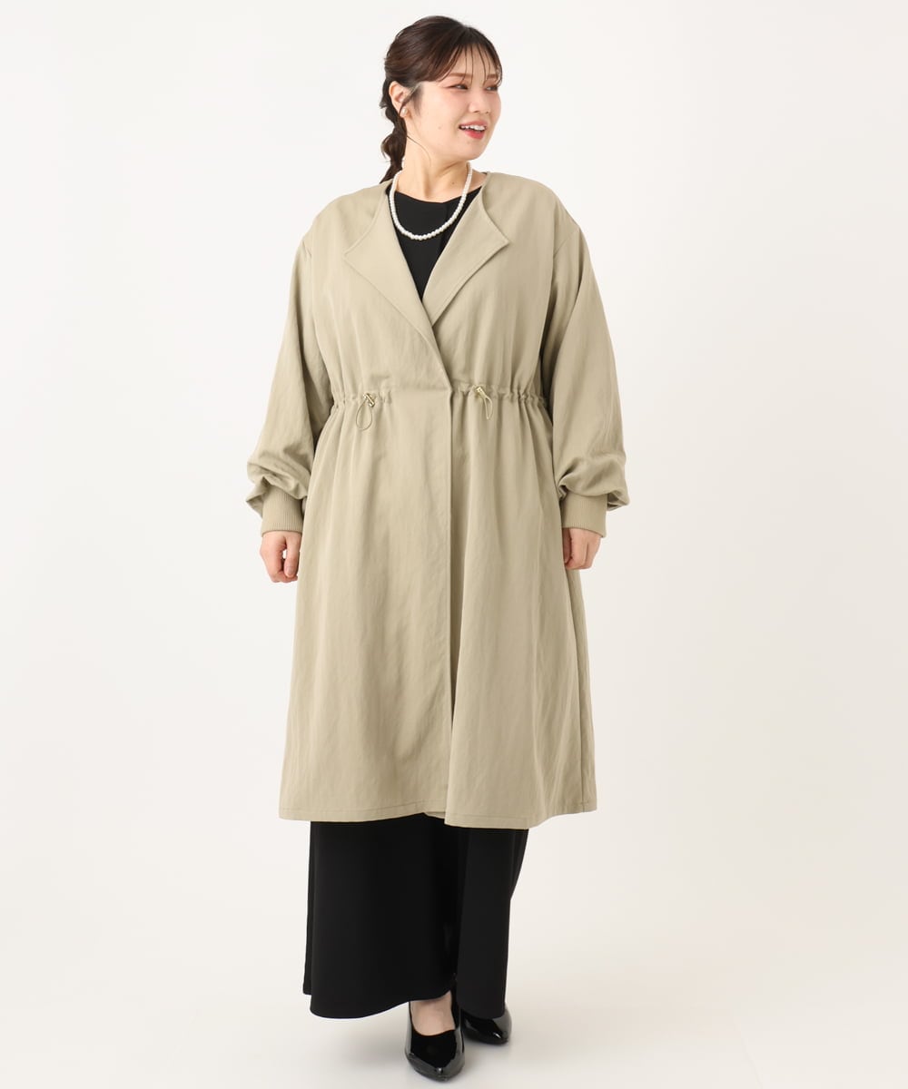 OLULA05199 eur3(エウルキューブ) 【大きいサイズ】ノーカラーロングコート ベージュ(82)