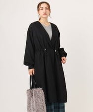 OLULA05199 eur3(エウルキューブ) 【大きいサイズ】ノーカラーロングコート ブラック(94)
