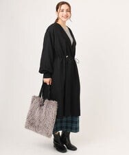OLULA05199 eur3(エウルキューブ) 【大きいサイズ】ノーカラーロングコート ブラック(94)