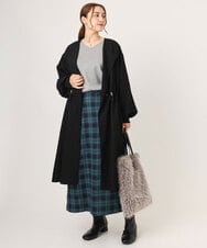 OLULA05199 eur3(エウルキューブ) 【大きいサイズ】ノーカラーロングコート ブラック(94)