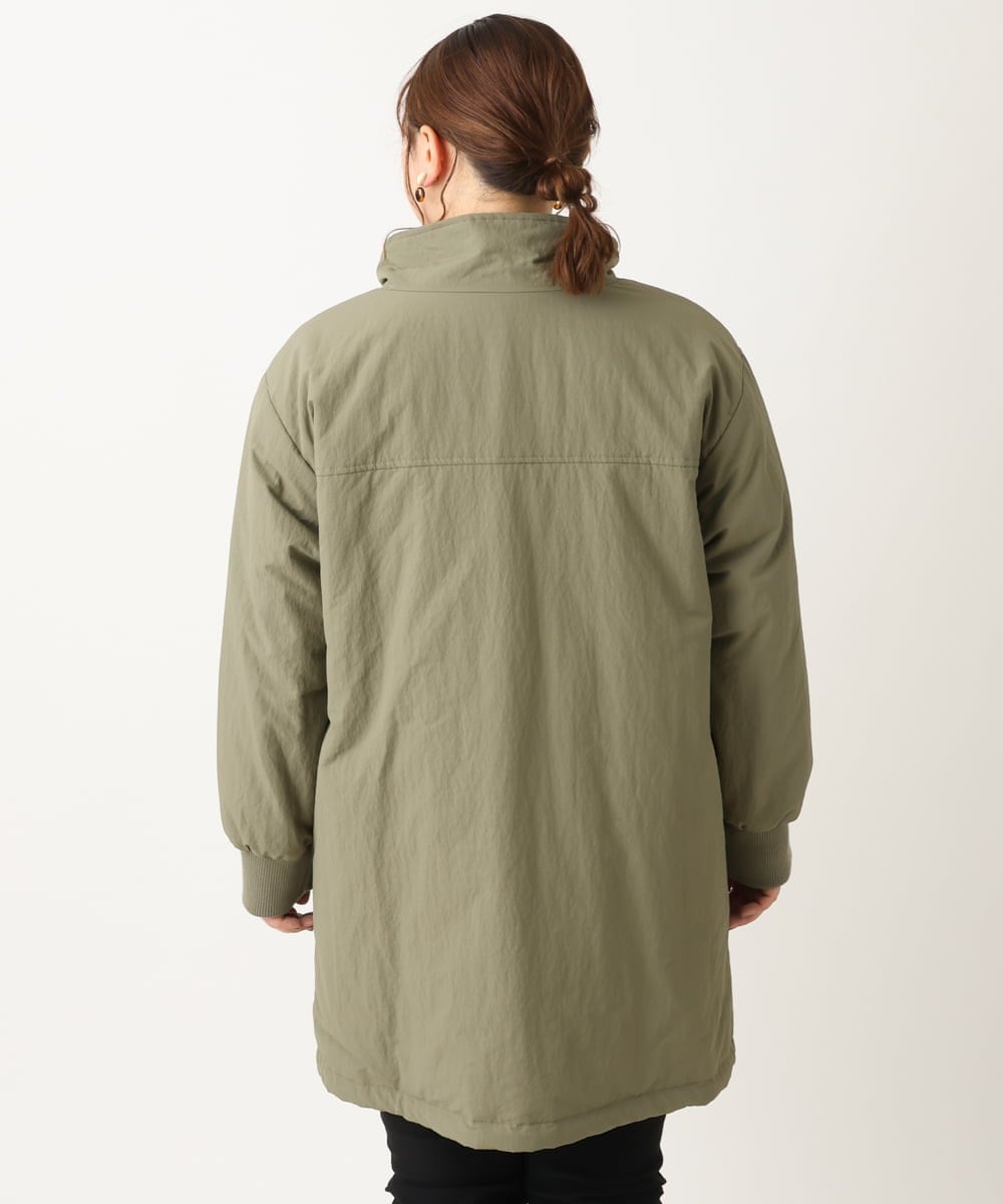 OLULS02259 eur3(エウルキューブ) 【大きいサイズ】ナイロンワッシャー中綿スタンドコート カーキ(36)