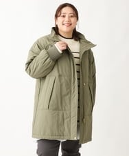 OLULS02259 eur3(エウルキューブ) 【大きいサイズ】ナイロンワッシャー中綿スタンドコート カーキ(36)